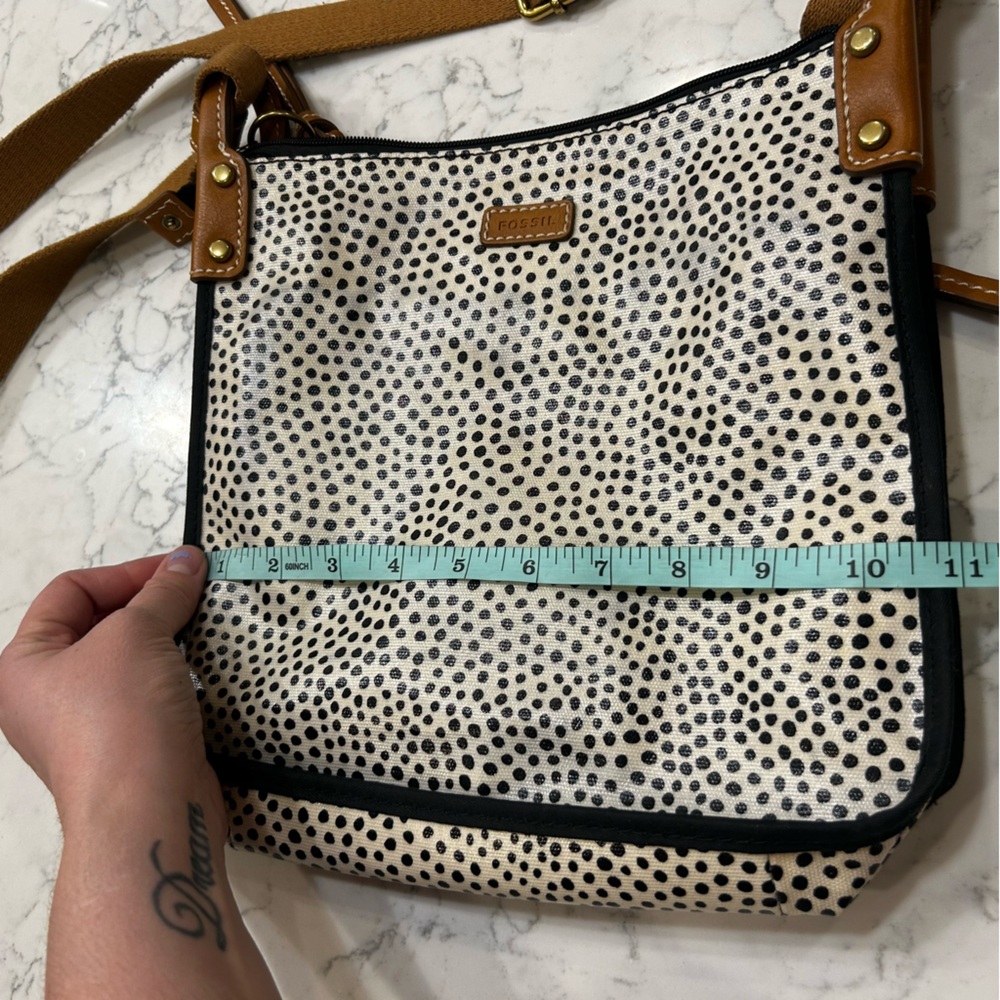 Fossil Key Per Polkadot Coated Canvas PVC Crossbody Bag Purse - Picture 11 of 12